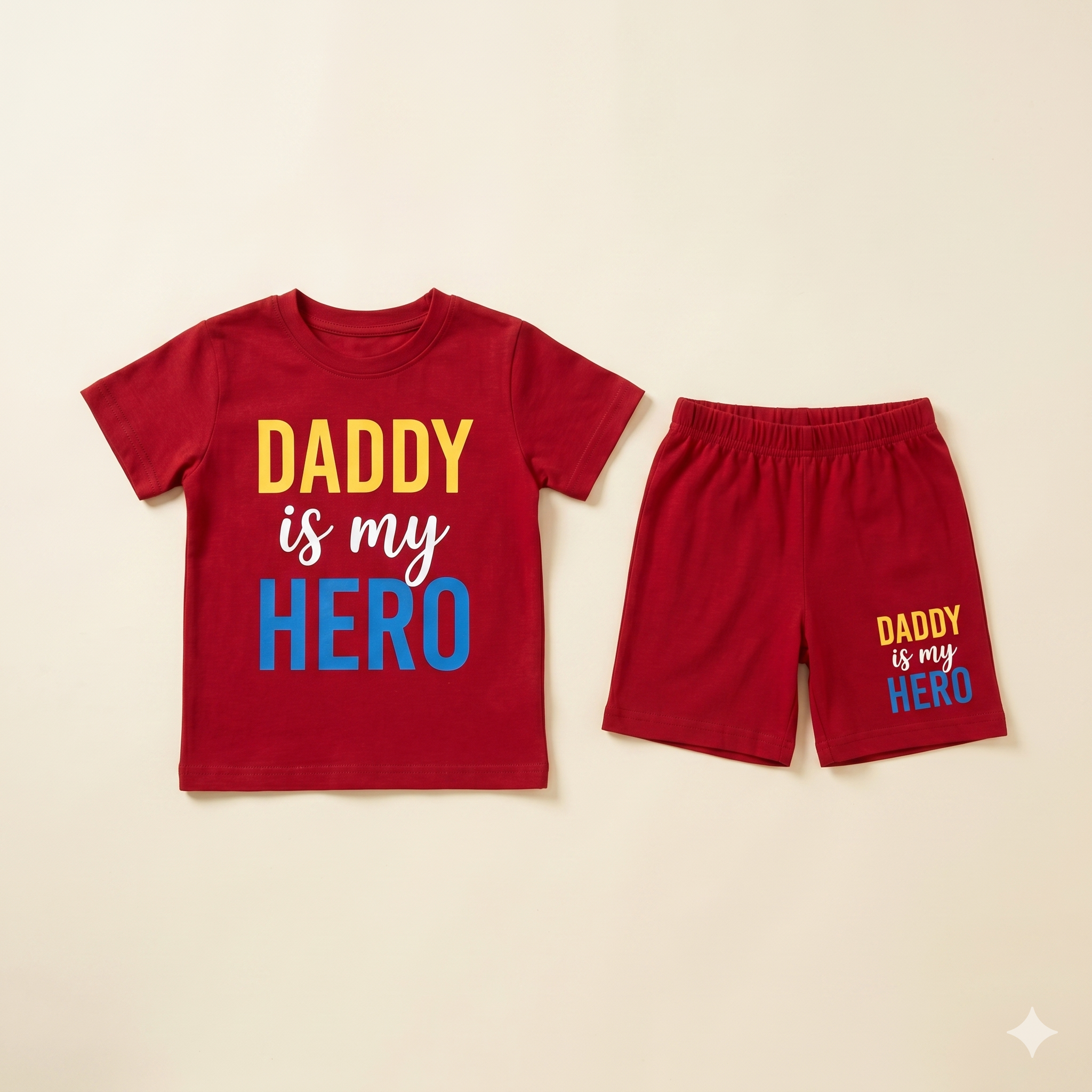 Daddy is my hero printed text T-shirt Shorts