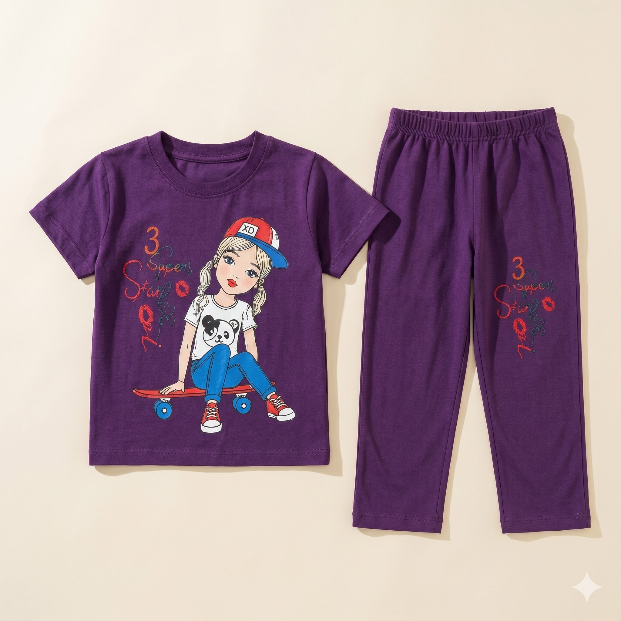 Pretty lady graphic printed trouser shirt