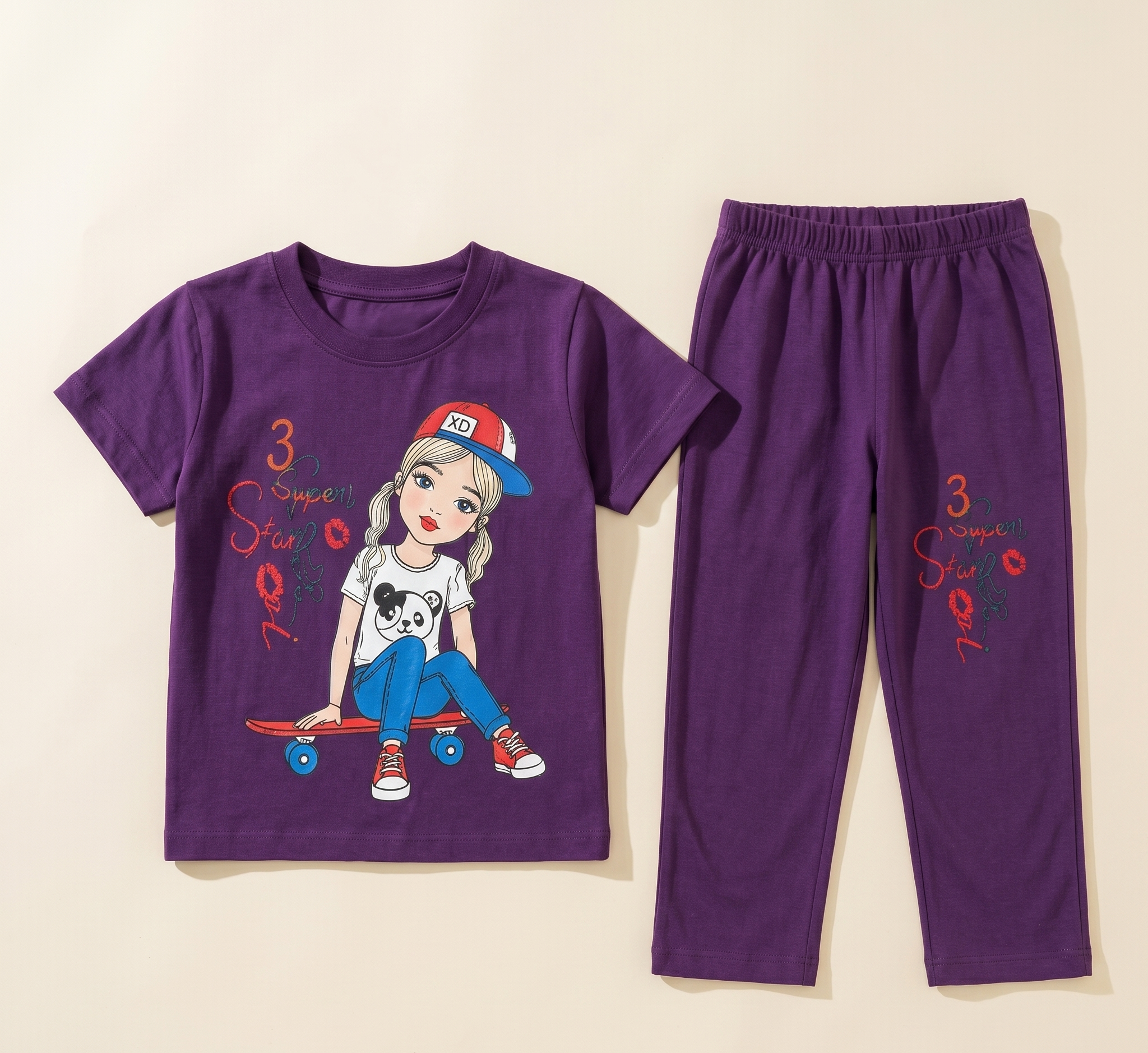 Pretty lady graphic printed trouser shirt