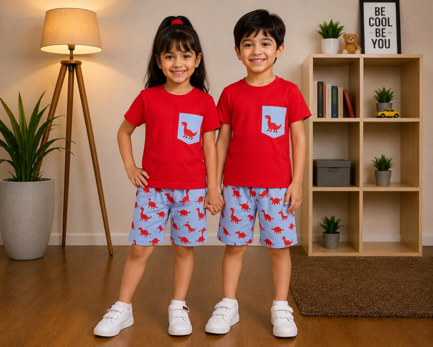 Printed dinosaurs T-shirt shorts